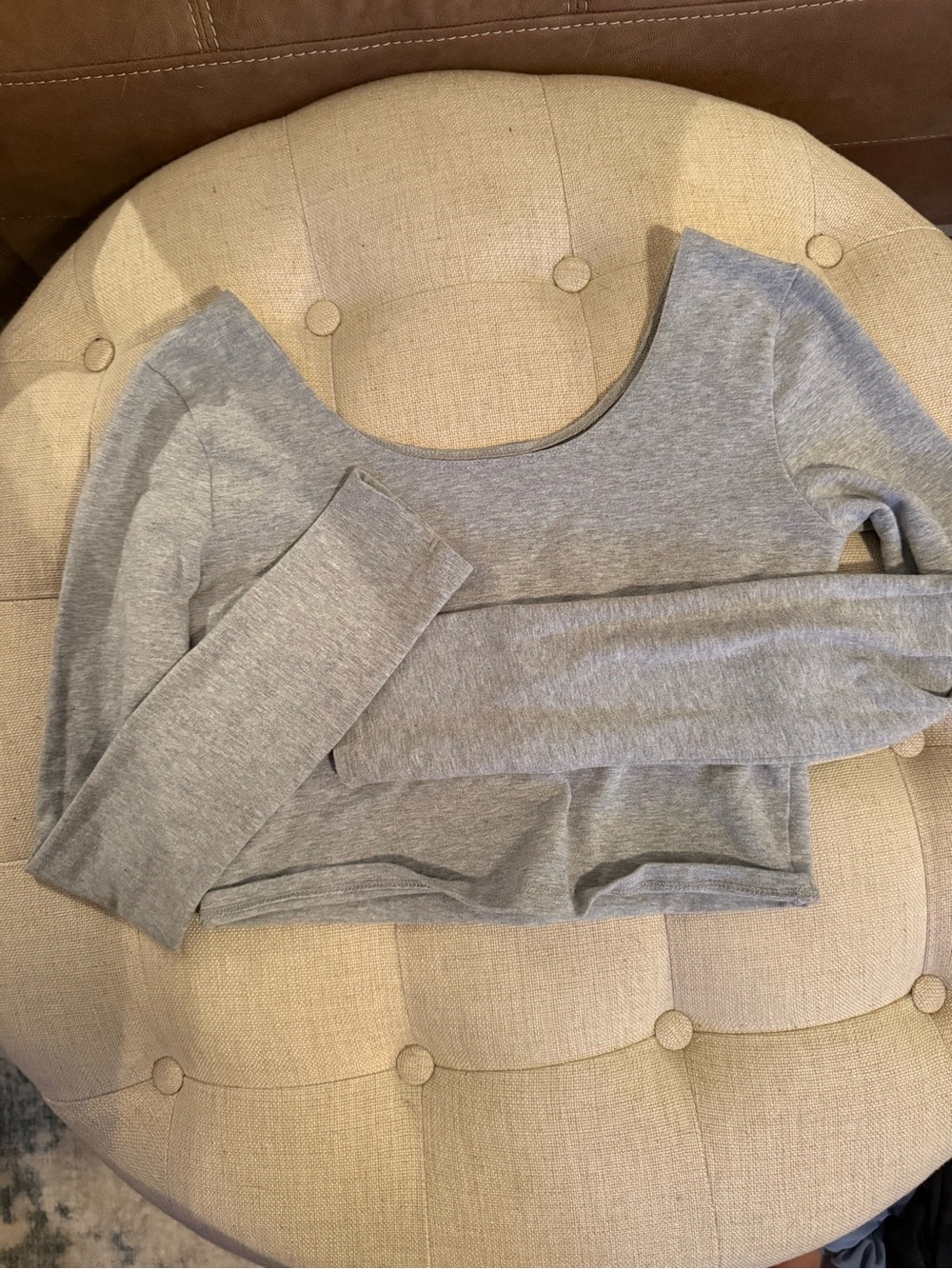 Brandy Melville Gray Scoop Neck Long Sleeve Crop Top